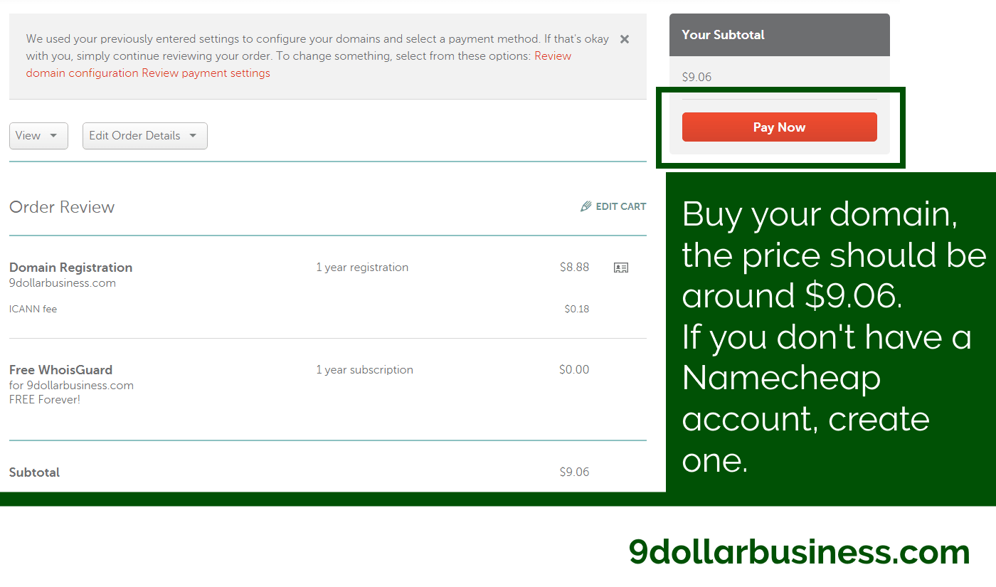 How to buy a Namecheap domain - 9 dollar business